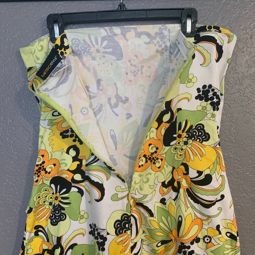 Metro Style Groovy 1990's Y2K Mod Psychedelic Vintage Retro Strapless Dress 10 - Picture 6 of 9